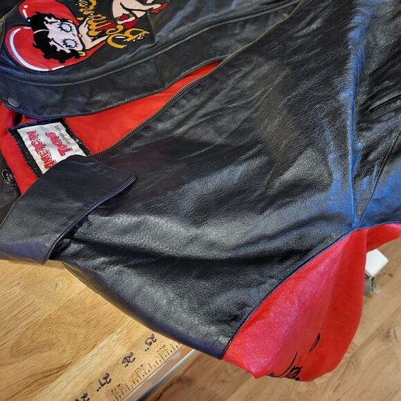Betty Boop American Toons Vintage Leather 90's Bomber Jacket XL - Picture 6 of 15